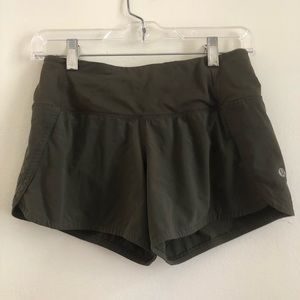 army green lululemon shorts